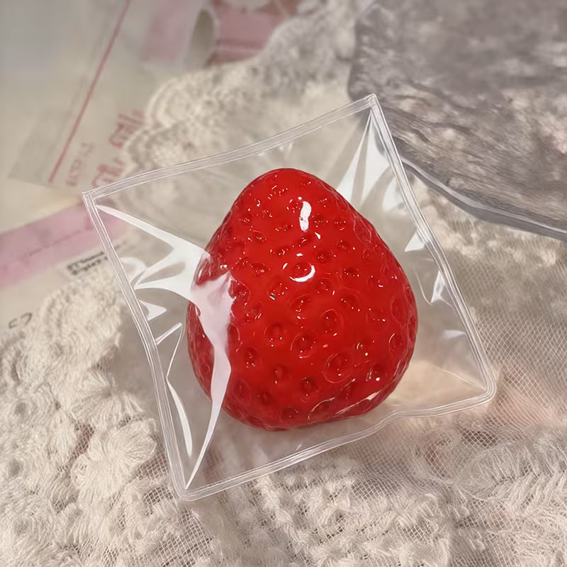 2Pcs Large Taba Strawberry Squishy Toy Set, Kawaii TPR Squeeze Fidget Toy, Desk Decor, Holiday Gift & Party Goodie Bag Filler