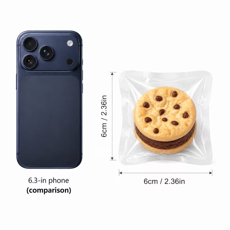 1pc Realistic Cookie Squishy Toy, Crispy Slow Rising TPR Fidget Toy with Plastic Beads Filler, Sensory Stress Relief Finger Toy, Mixed Color Novelty Party Gift