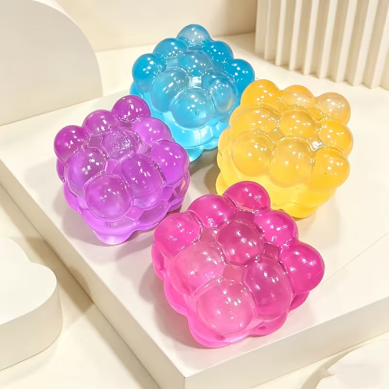 Nine-Grid Bubble Stress Cube, Transparent Color Rubber Fidget Toy, Pocket Size Portable Stress Relief Toy for Commute