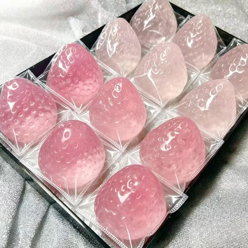 2Pcs Large Taba Strawberry Squishy Toy Set, Kawaii TPR Squeeze Fidget Toy, Desk Decor, Holiday Gift & Party Goodie Bag Filler