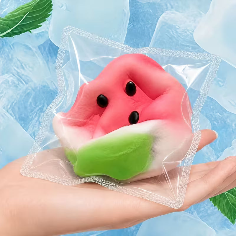 Watermelon Squeezing Fidget Toy, Soft Stress Relief Squishy Toy, Holiday & Classroom Reward Toy, Random Color