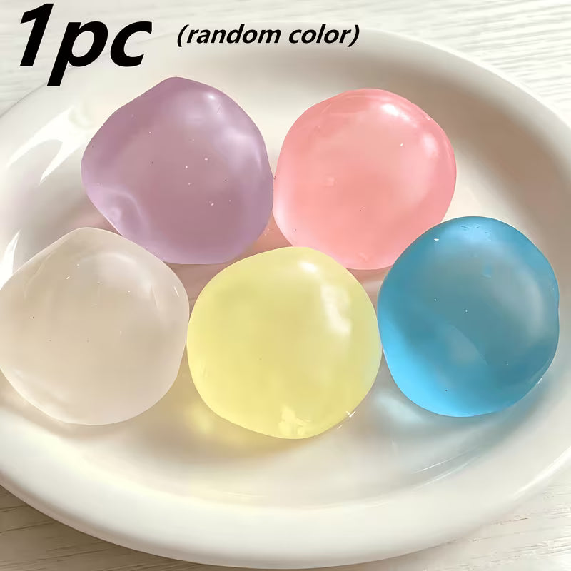 Macaron Pearlescent Icy Jelly Fidget Toy, Coconut Oil Filled Translucent Squishy Toy, TPR Stress Relief Squeeze Toy, Random Mixed Colors