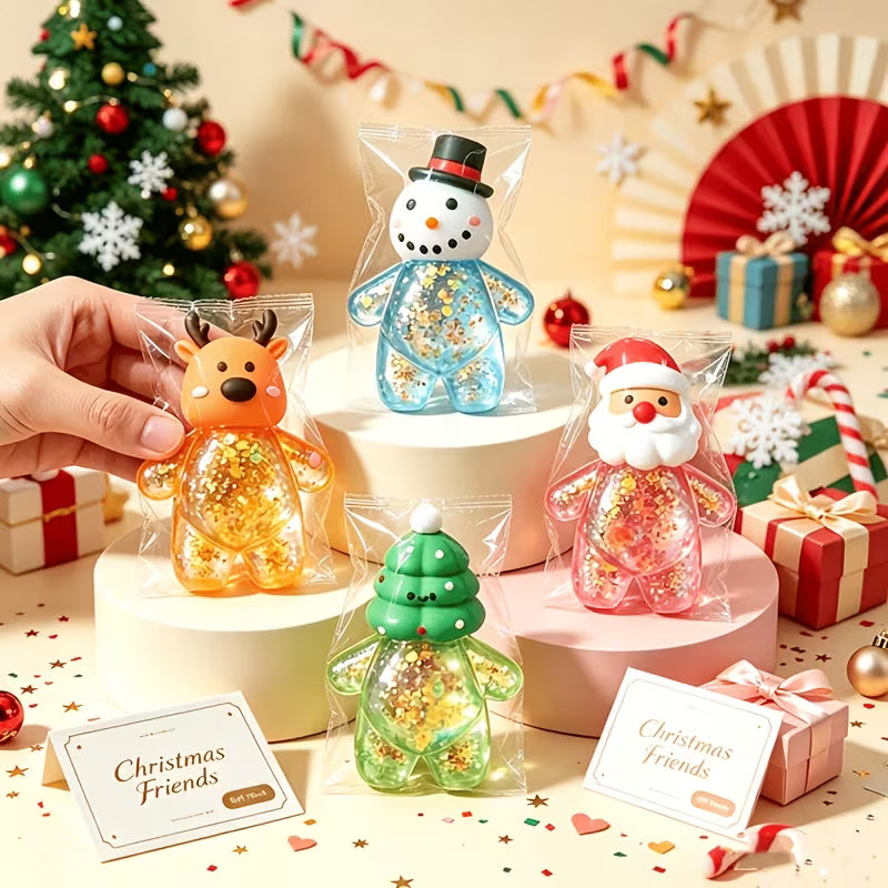 Christmas Malt Sugar Squeeze Toy, Cute Rebound TPR Fidget Toy, Holiday Stress Relief Gift, 2/4Pcs Random Color