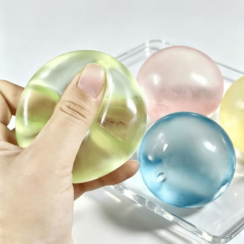 Macaron Pearlescent Icy Jelly Fidget Toy, Coconut Oil Filled Translucent Squishy Toy, TPR Stress Relief Squeeze Toy, Random Mixed Colors