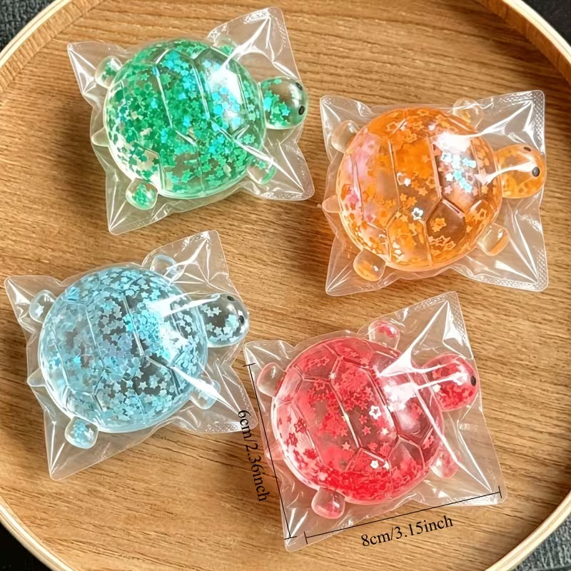 Maltose Turtle Taba Squeeze Toy, Transparent Slow Rebound TPR Fidget Toy, Portable Cartoon Stress Relief Toy for School Rewards & Desk Decor