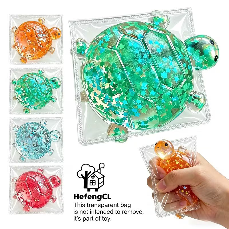 Maltose Turtle Taba Squeeze Toy, Transparent Slow Rebound TPR Fidget Toy, Portable Cartoon Stress Relief Toy for School Rewards & Desk Decor