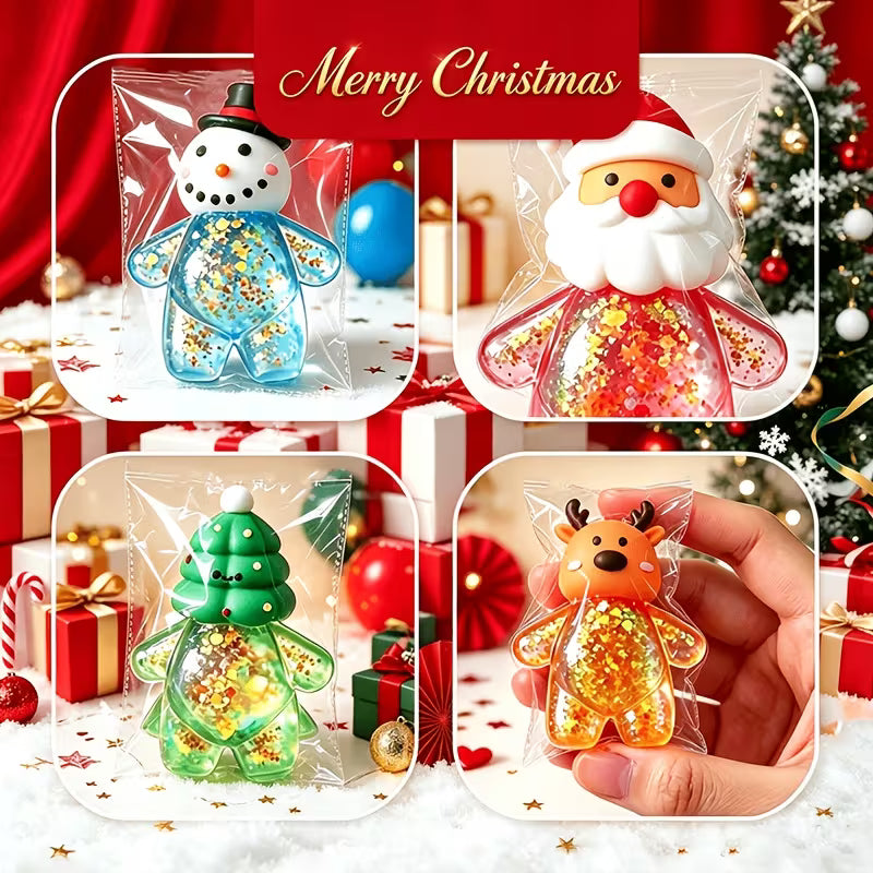 Christmas Malt Sugar Squeeze Toy, Cute Rebound TPR Fidget Toy, Holiday Stress Relief Gift, 2/4Pcs Random Color