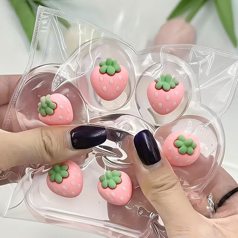 Large Pink Cat Paw Squeeze Toy, Transparent TPR Fidget Toy with Strawberry Decor, Stress Relief Sensory Toy for Girls, Party & Classroom Reward