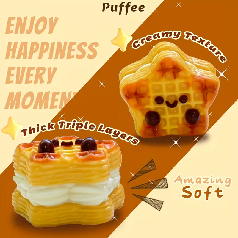 Star Waffle Slow Rising Squishy Toy, Handmade Soft Silicone Squeeze Toy, Spoof Fidget Toy & Desk Decor, Holiday Birthday Gift