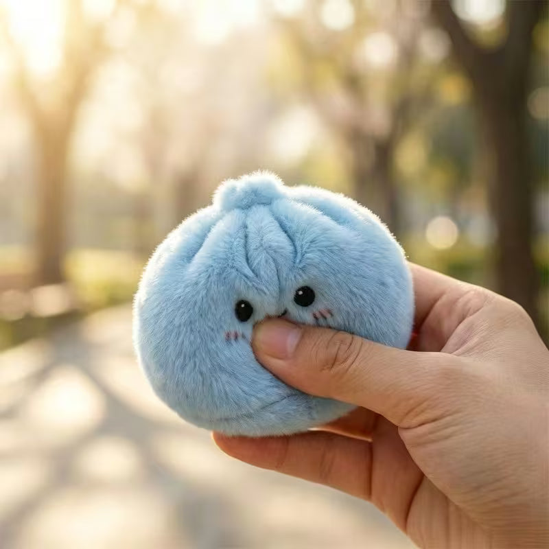 3pcs Cute Soup Dumpling Squishy Plush Toy, Soft Polyester Sensory Squeeze Toy, Mixed Color Desktop Ornament, Novelty Gift for Birthday Halloween Christmas