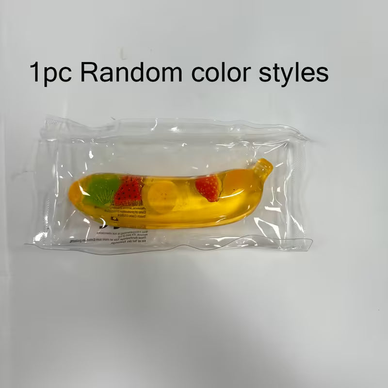 Transparent Banana Squeeze Toy, Colorful Fruit Filled Soft Stress Relief Fidget Toy, Portable Party Favor & Birthday Gift
