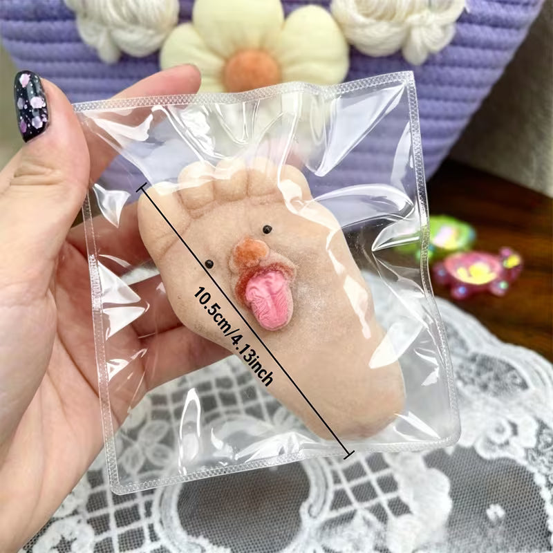 Cute Foot Taba Squeeze Toy, High Elastic Stretchy Rubber Fingertip Fidget Toy, Funny Novelty Gift for Christmas Halloween New Year, Random Color