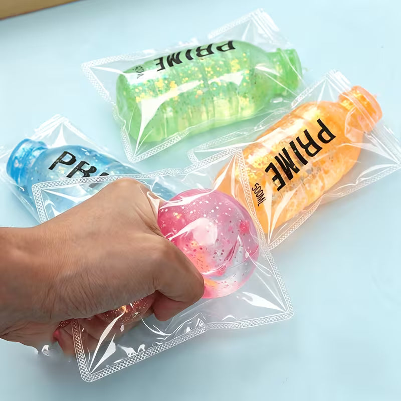 4Pcs Mini Bottle Squeeze Fidget Toy, Hand Exercise Squishy Decompression Toy, Holiday Party Favor