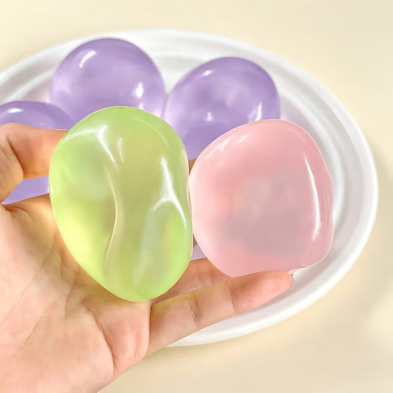 Macaron Pearlescent Icy Jelly Fidget Toy, Coconut Oil Filled Translucent Squishy Toy, TPR Stress Relief Squeeze Toy, Random Mixed Colors