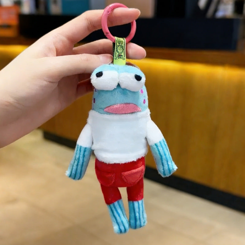 Mystery Box Cute Fish Plush Keychain, Lazy & Cool Style Sea Creature Stuffed Pendant, Soft Short Plush Bag Charm Gift