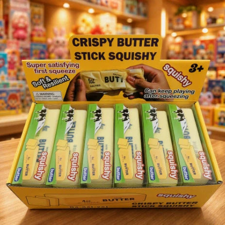 Crunchy Butter Stick Squishy Toy, Creamy Scent Slow Rebound PU Food Fidget Toy, Stress Relief Squeeze Toy, Boxed Set for 14+