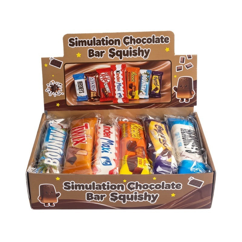 12pcs Realistic Chocolate Bar Squishy Toy, PU Slow Rebound Food Fidget Toy, Stress Relief Squeeze Toy Set for Teens Adults