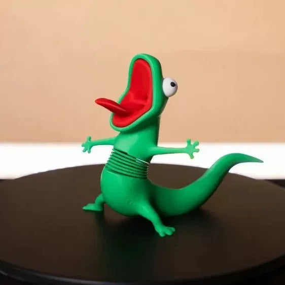 3D Printed Roaring Green Lizard Figurine, Spring Design Weird Desktop Fidget Ornament, PLA Crazy Style Decor