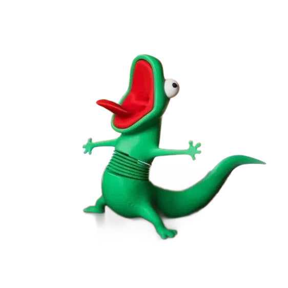 3D Printed Roaring Green Lizard Figurine, Spring Design Weird Desktop Fidget Ornament, PLA Crazy Style Decor