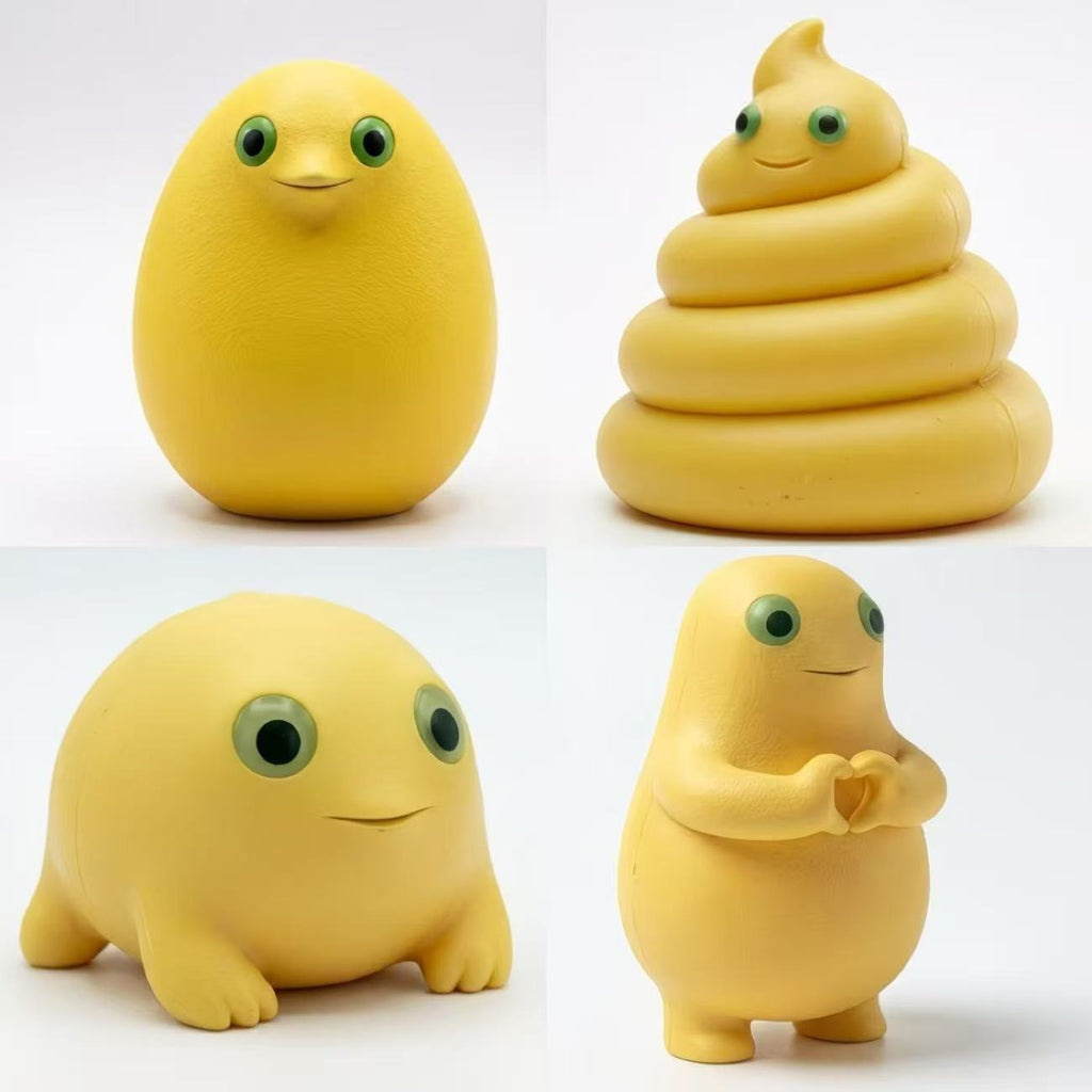 Cute Abstract Yellow Frog Figurine Keychain, Plastic Injection Craft, Healing Weird Mini Desktop Bag Pendant