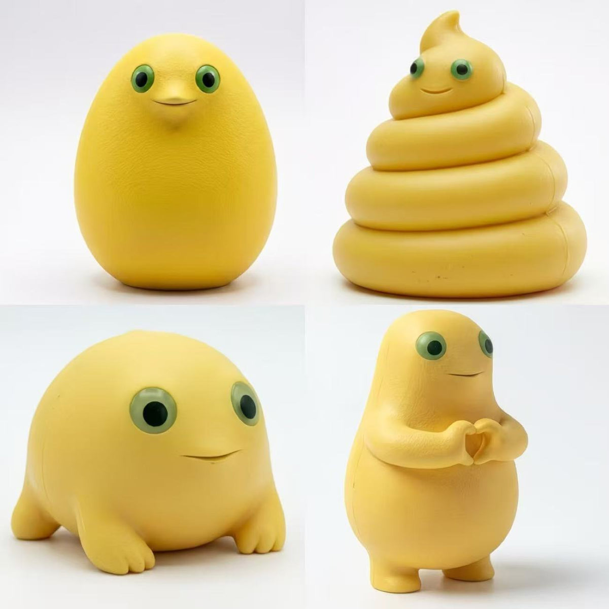 Cute Abstract Yellow Frog Figurine Keychain, Plastic Injection Craft, Healing Weird Mini Desktop Bag Pendant