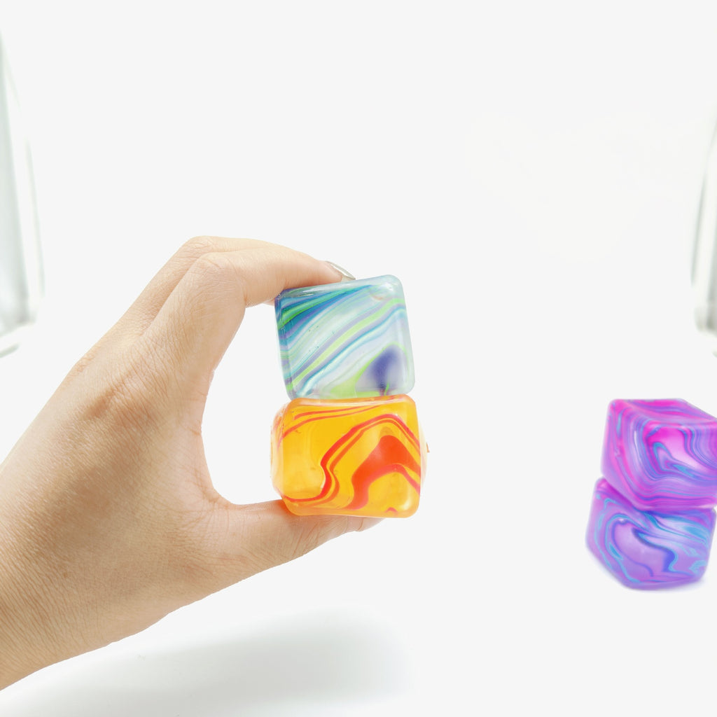Marbled Ice Cube Maltose Squishy Toy, Smooth Plastic Slow Rebound Cube Fidget Toy, Stress Relief Squeeze Toy for Teens Adults, Single Pack / Gift Box Available