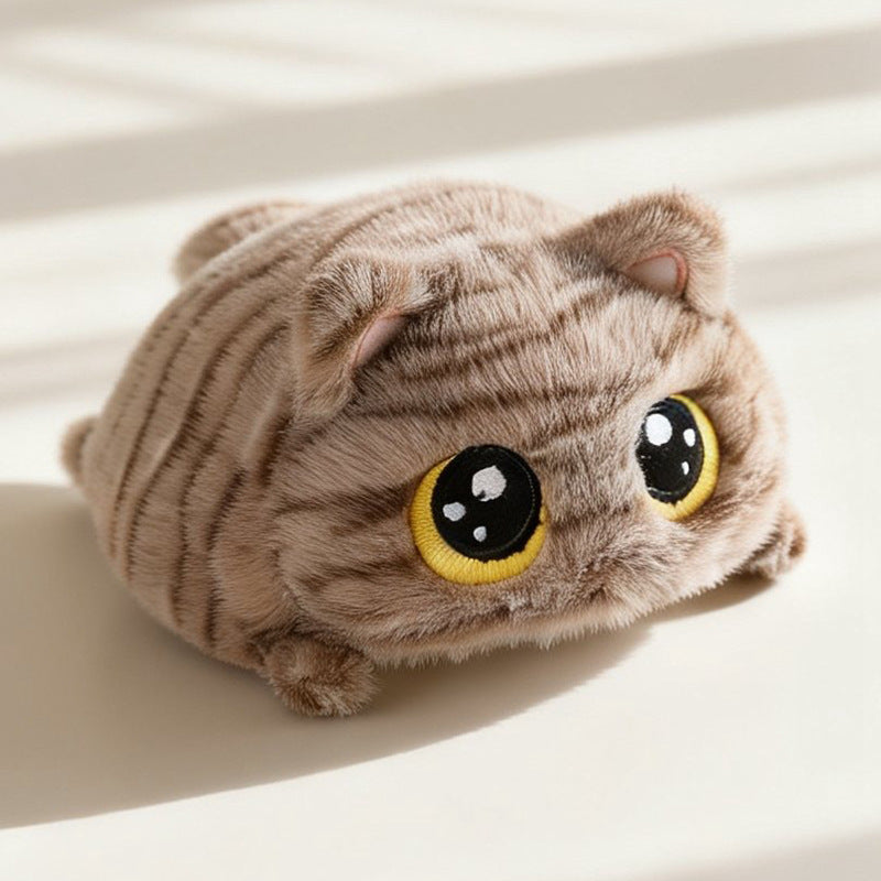Chubby Lying Tabby Cat Plush Toy, Soft Short Plush Kitten Stuffed Comfort Doll