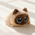 Chubby Lying Siamese Cat Plush Toy, Soft Short Plush Kitten Stuffed Comfort Doll