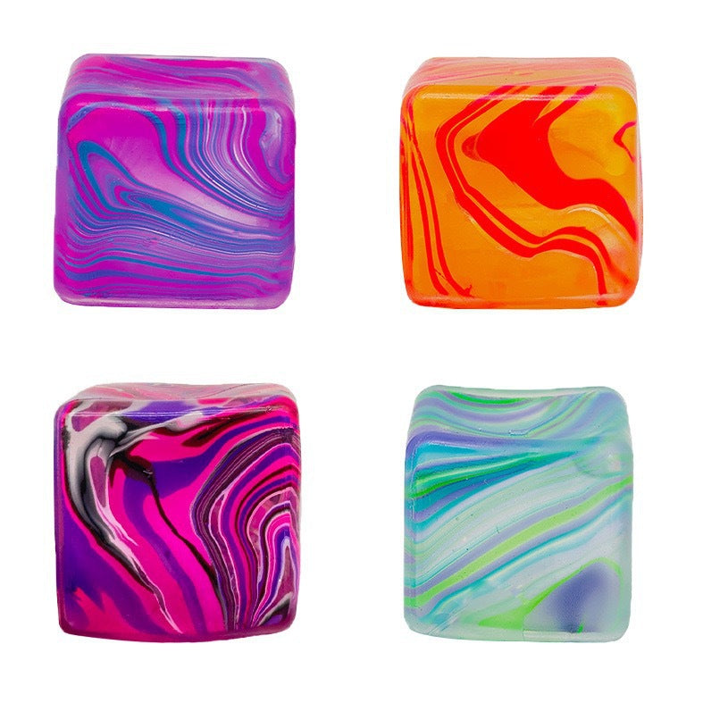 Marbled Ice Cube Maltose Squishy Toy, Smooth Plastic Slow Rebound Cube Fidget Toy, Stress Relief Squeeze Toy for Teens Adults, Single Pack / Gift Box Available