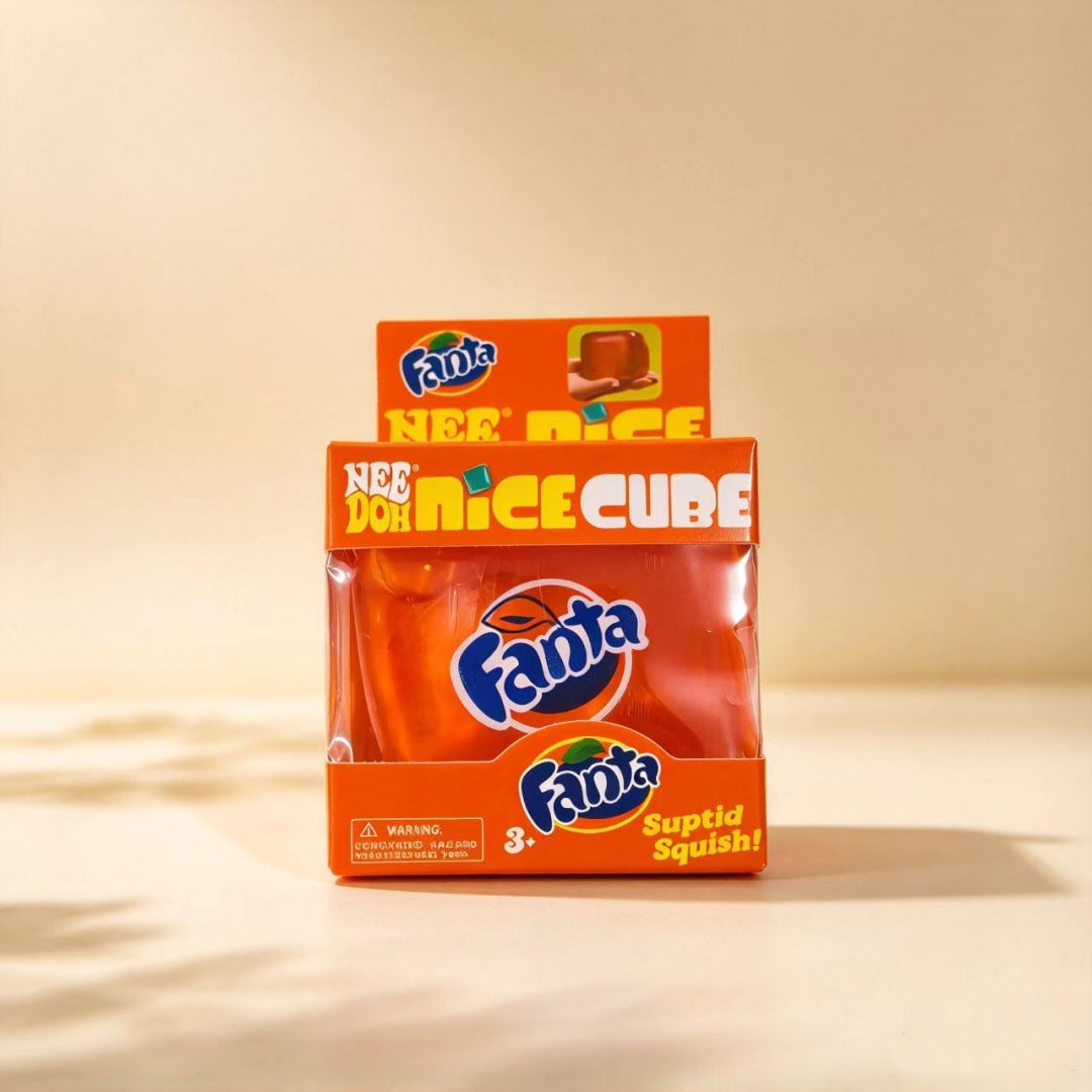 NeeDoh Soda Themed Maltose Cube Squishy Toy, TPR Slow Rebound Ice Block Fidget Toy, Stress Relief Squeeze Toy, Printed / Plain Style for Teens Adults