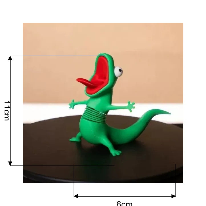 3D Printed Roaring Green Lizard Figurine, Spring Design Weird Desktop Fidget Ornament, PLA Crazy Style Decor