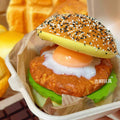 Realistic Egg Burger Squishy, Peelable Layered Food Fidget Toy, Slow Rising Simulation Food Stress Relief Squishy