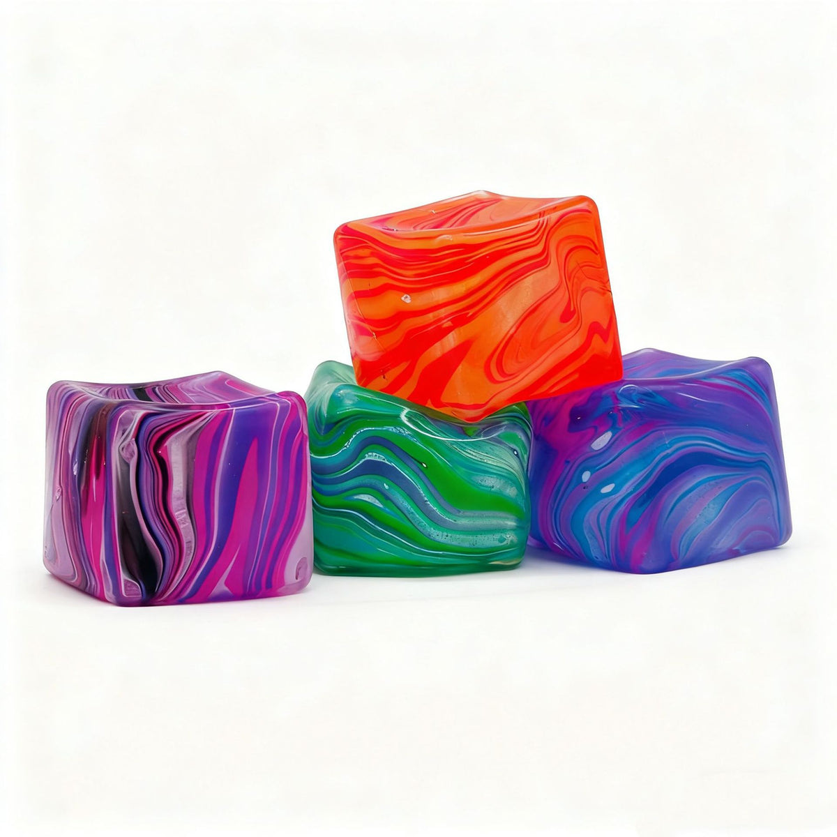 Marbled Ice Cube Maltose Squishy Toy, Smooth Plastic Slow Rebound Cube Fidget Toy, Stress Relief Squeeze Toy for Teens Adults, Single Pack / Gift Box Available