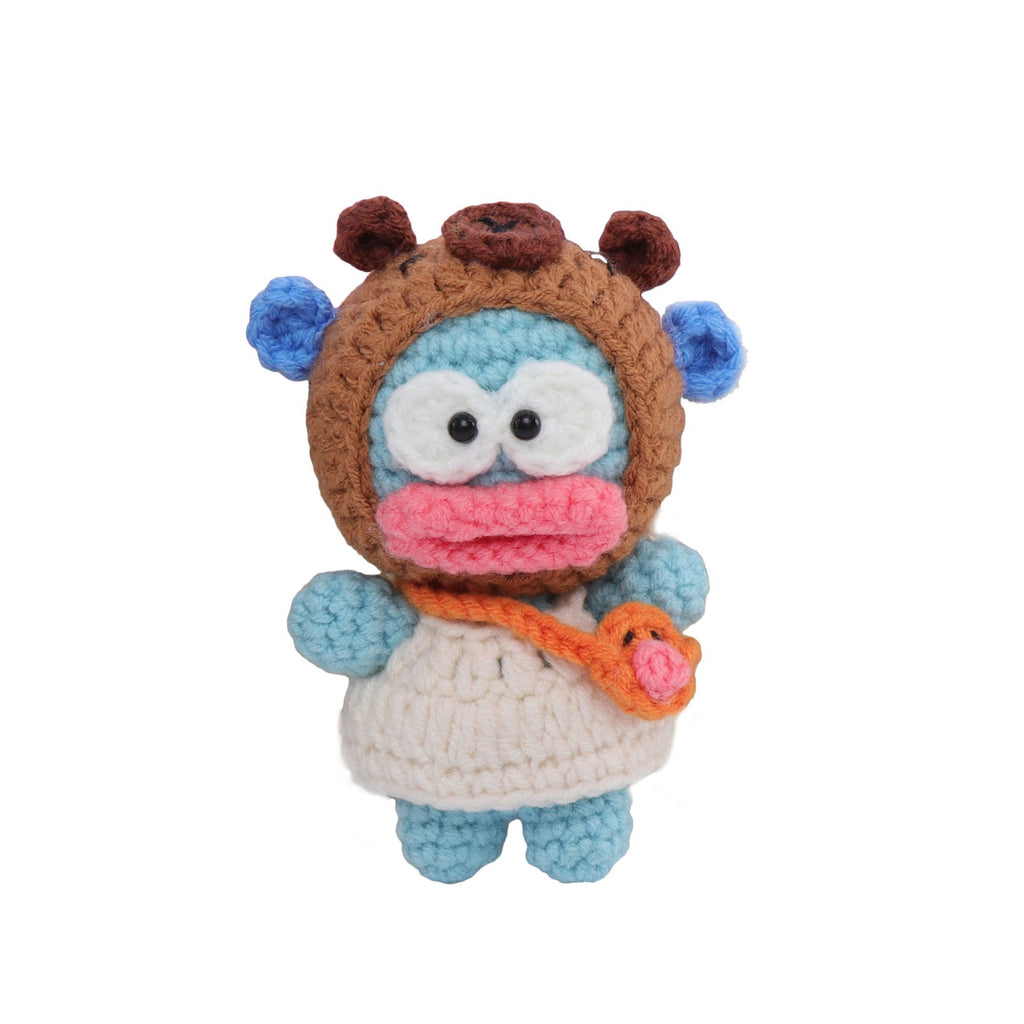 Handmade Crochet Clown Fish Plush Keychain, Cute Cartoon Yarn Woven Bag Pendant, Small Stuffed Animal Desktop Ornament