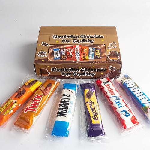 12pcs Realistic Chocolate Bar Squishy Toy, PU Slow Rebound Food Fidget Toy, Stress Relief Squeeze Toy Set for Teens Adults