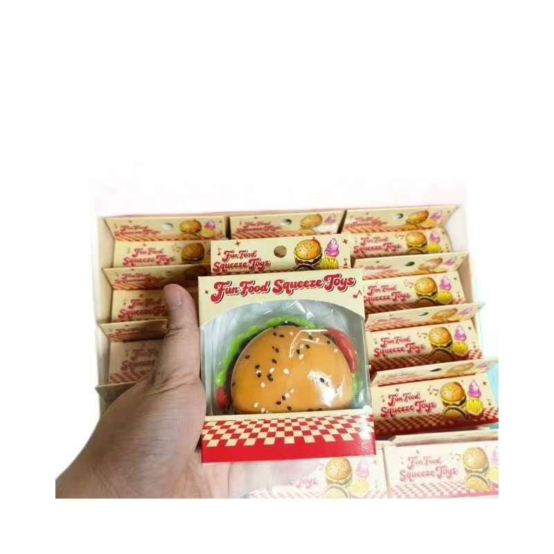 Realistic Hamburger & French Fries Squishy Toy, Slow Rising Food Fidget Toy, Sensory Stress Relief Squeeze Toy for Teens Adults