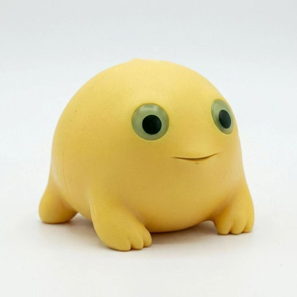 Cute Abstract Yellow Frog Figurine Keychain, Plastic Injection Craft, Healing Weird Mini Desktop Bag Pendant
