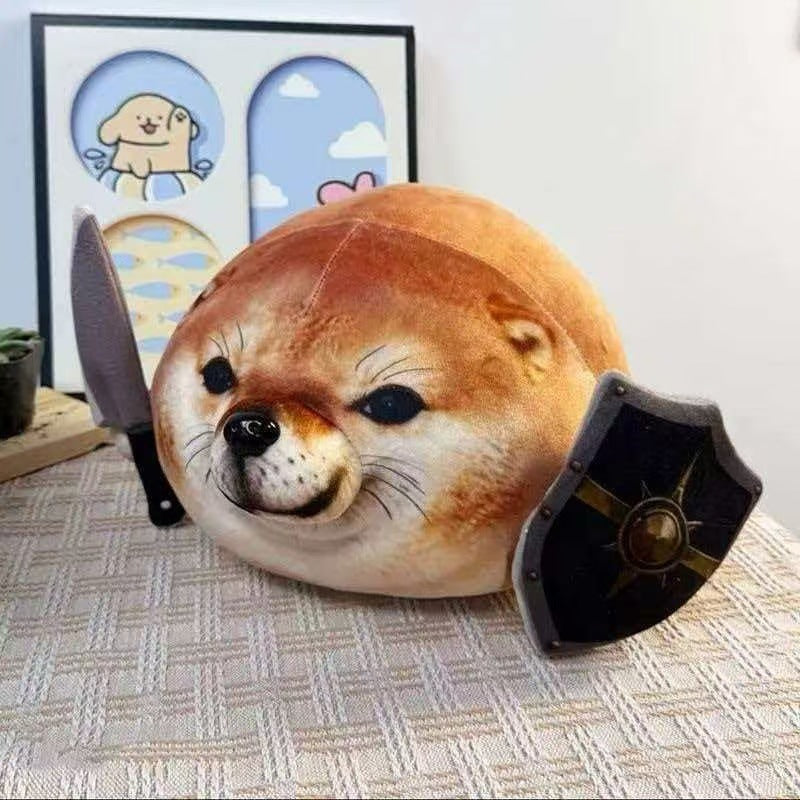 Funny Shiba Inu Bread Plush Toy, Cute Cartoon Food Stuffed Pillow, Soft Short Plush Pet Themed Decor Gift