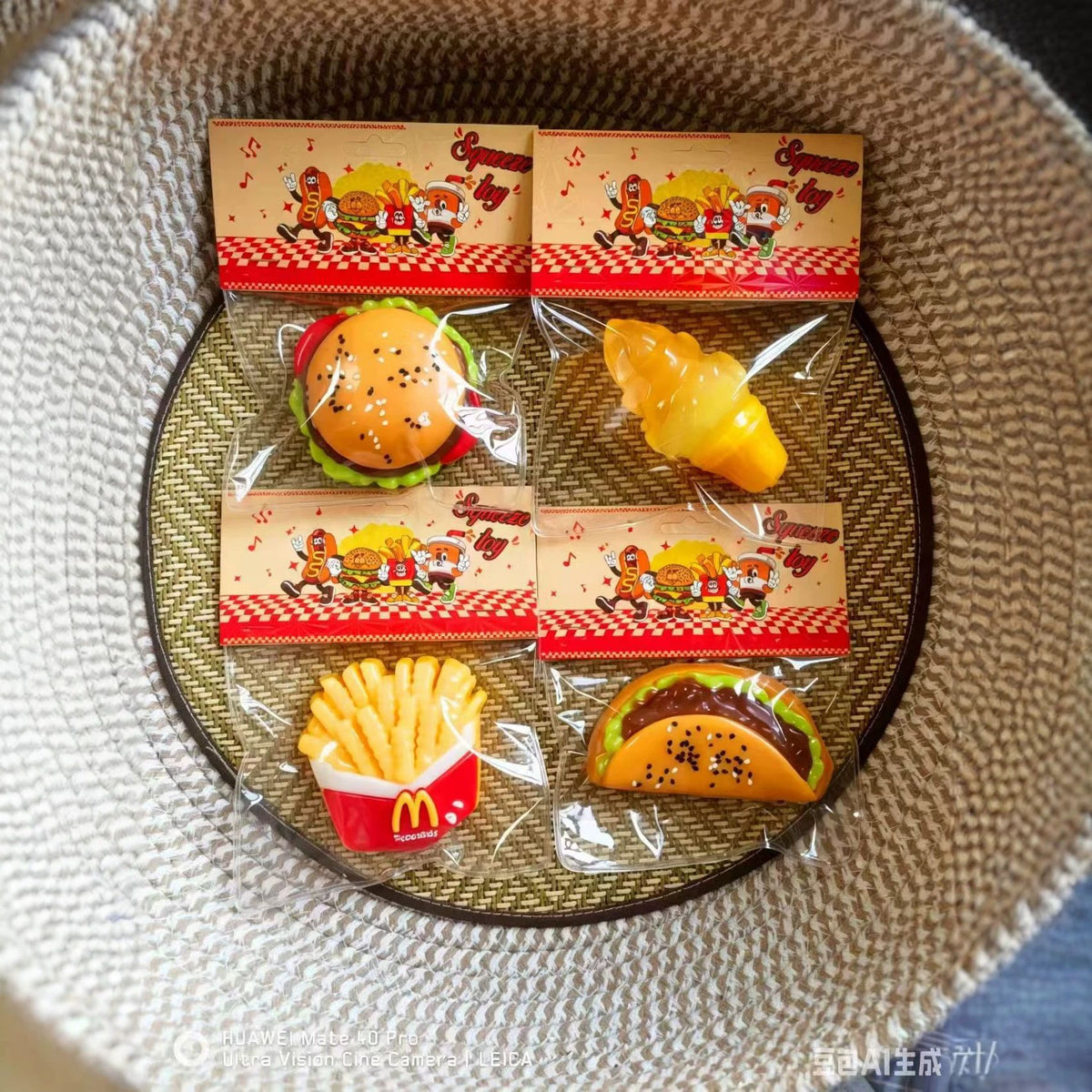 Realistic Hamburger & French Fries Squishy Toy, Slow Rising Food Fidget Toy, Sensory Stress Relief Squeeze Toy for Teens Adults