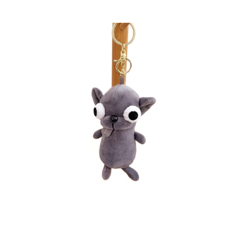 Ugly Cute Chihuahua Plush Keychain, Adorable Puppy Stuffed Bag Pendant, Soft Short Plush Doll Charm for Gift