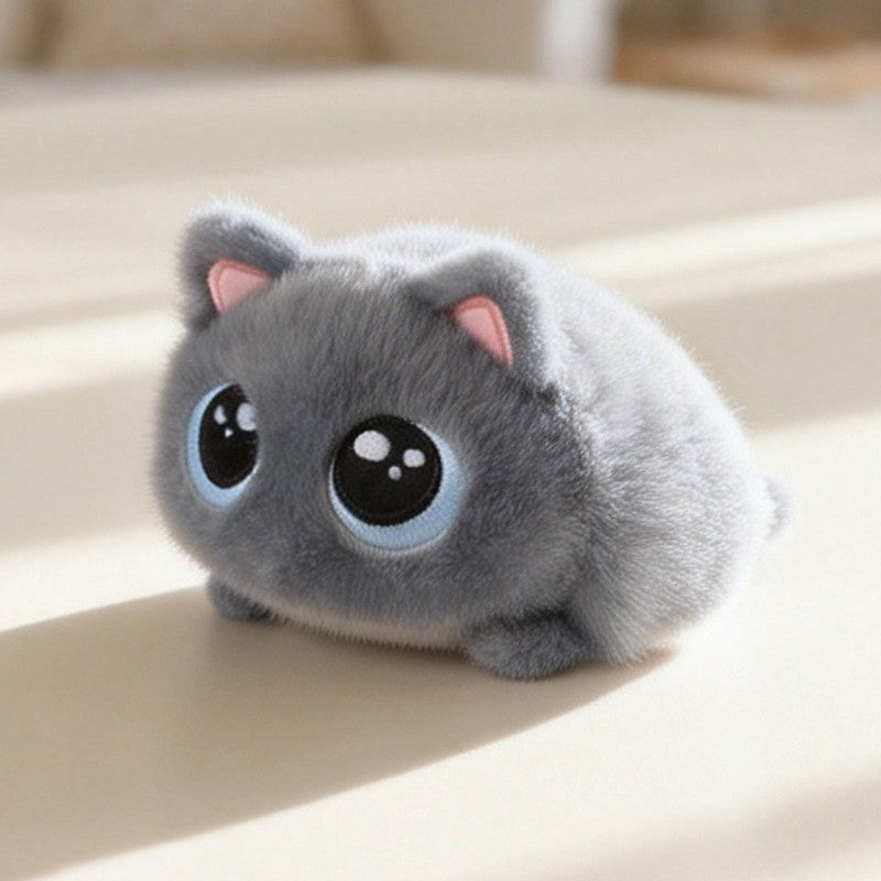 Chubby Lying British Blue Cat Plush Toy, Soft Short Plush Kitten Stuffed Comfort Doll