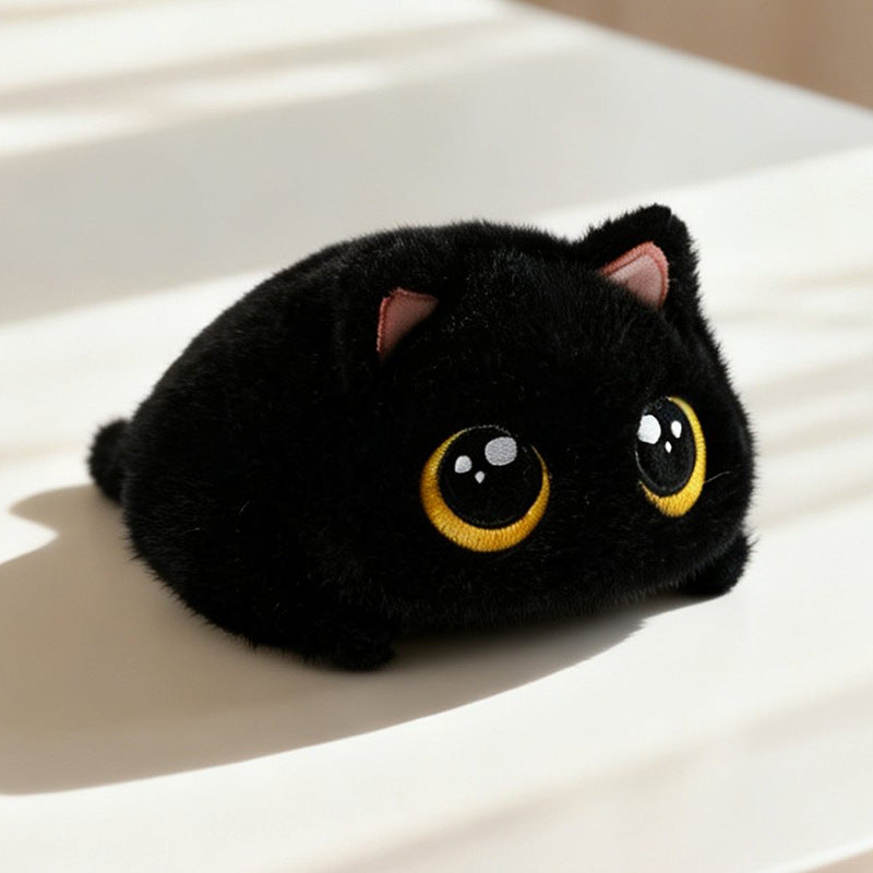 15cm Chubby Lying Cat Plush Toy, Black / Calico / Siamese Kitten Stuffed Doll, Soft Short Plush Comfort Toy