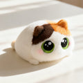 15cm Chubby Lying Calico Cat Plush Toy, Soft Short Plush Kitten Stuffed Comfort Doll