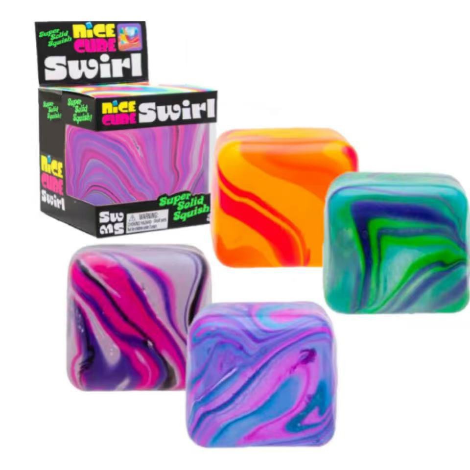 Marbled Ice Cube Maltose Squishy Toy, Smooth Plastic Slow Rebound Cube Fidget Toy, Stress Relief Squeeze Toy for Teens Adults, Single Pack / Gift Box Available
