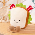 28*22cm Rectangle Sandwich Plush Toy, Cute Bakery Food Stuffed Pillow, Soft Short Plush Decor Gift