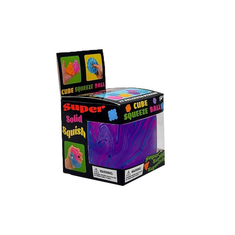 Marbled Ice Cube Maltose Squishy Toy, Smooth Plastic Slow Rebound Cube Fidget Toy, Stress Relief Squeeze Toy for Teens Adults, Single Pack / Gift Box Available