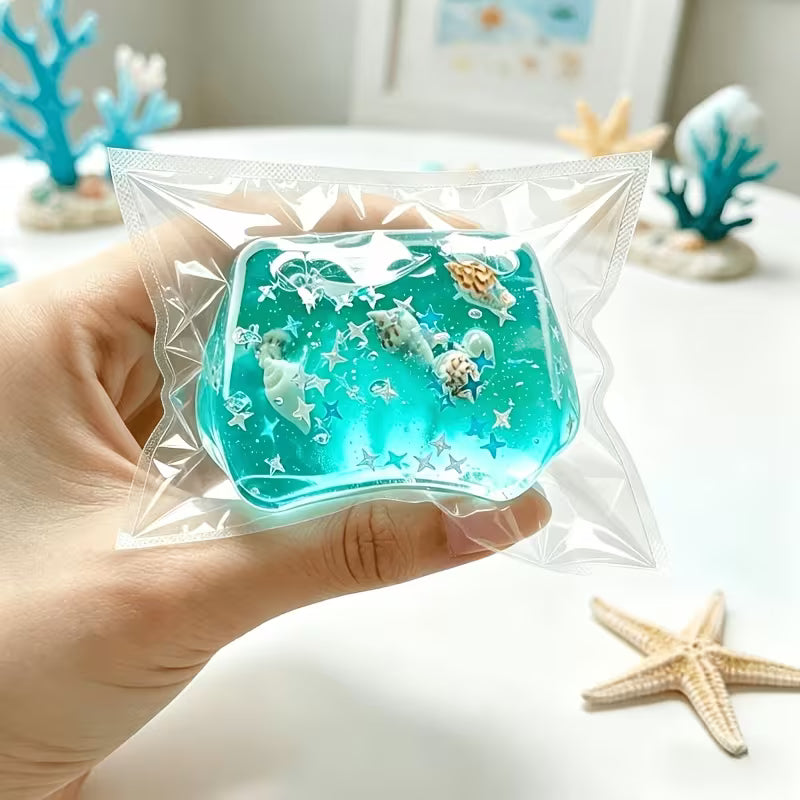 Ice Cube & Ocean Shell Squishy Toy Pack, Slow Rebound TPR Stress Relief Hand Fidget Balls, 3Pcs Random Styles & Colors
