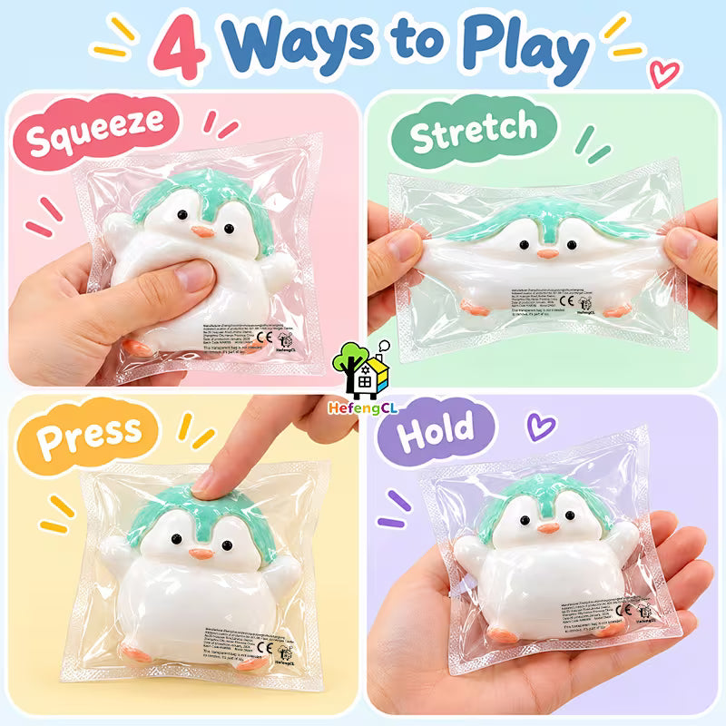 Cute Penguin Squishy Toy, Soft Kawaii Animal Fidget Toy, Stress Relief Squeeze Toy, Mixed Color Novelty Gift for Kids Teens, Christmas Present