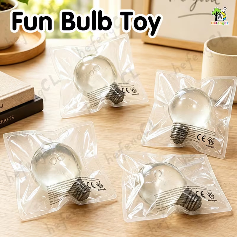 Glow In The Dark Bulb Squishy Toy, Rubber Light Up Sensory Fidget Toy, Stress Relief Desktop Ornament For Prank Night Entertainment, White