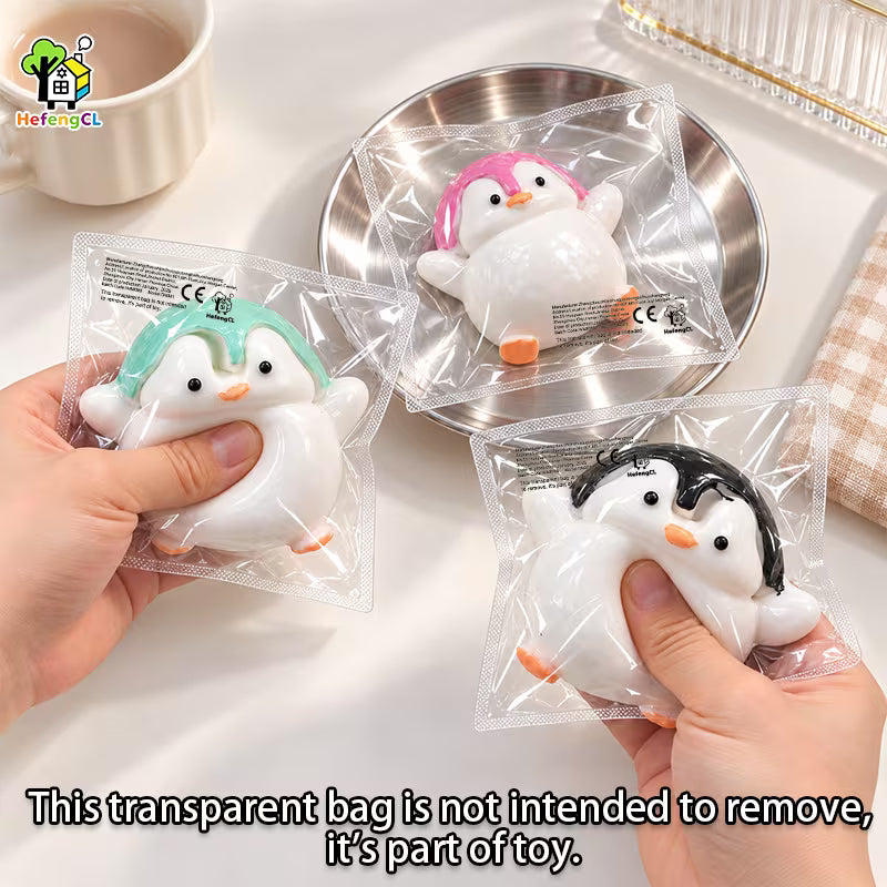 Cute Penguin Squishy Toy, Soft Kawaii Animal Fidget Toy, Stress Relief Squeeze Toy, Mixed Color Novelty Gift for Kids Teens, Christmas Present